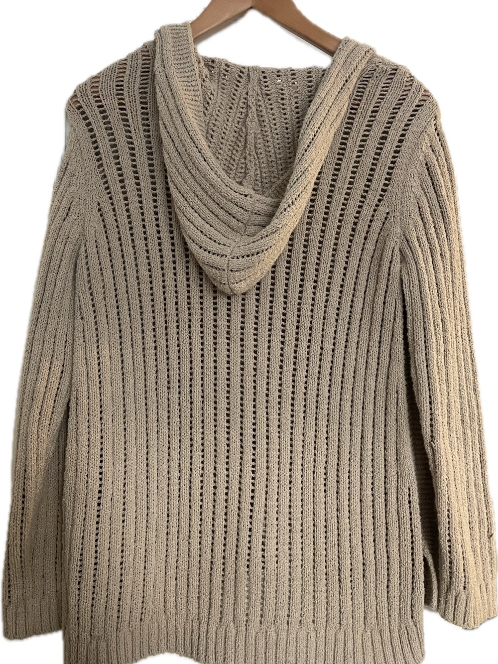 J. Jill Beige Open-Knit Ribbed Button Cardigan - Picture 2 of 4